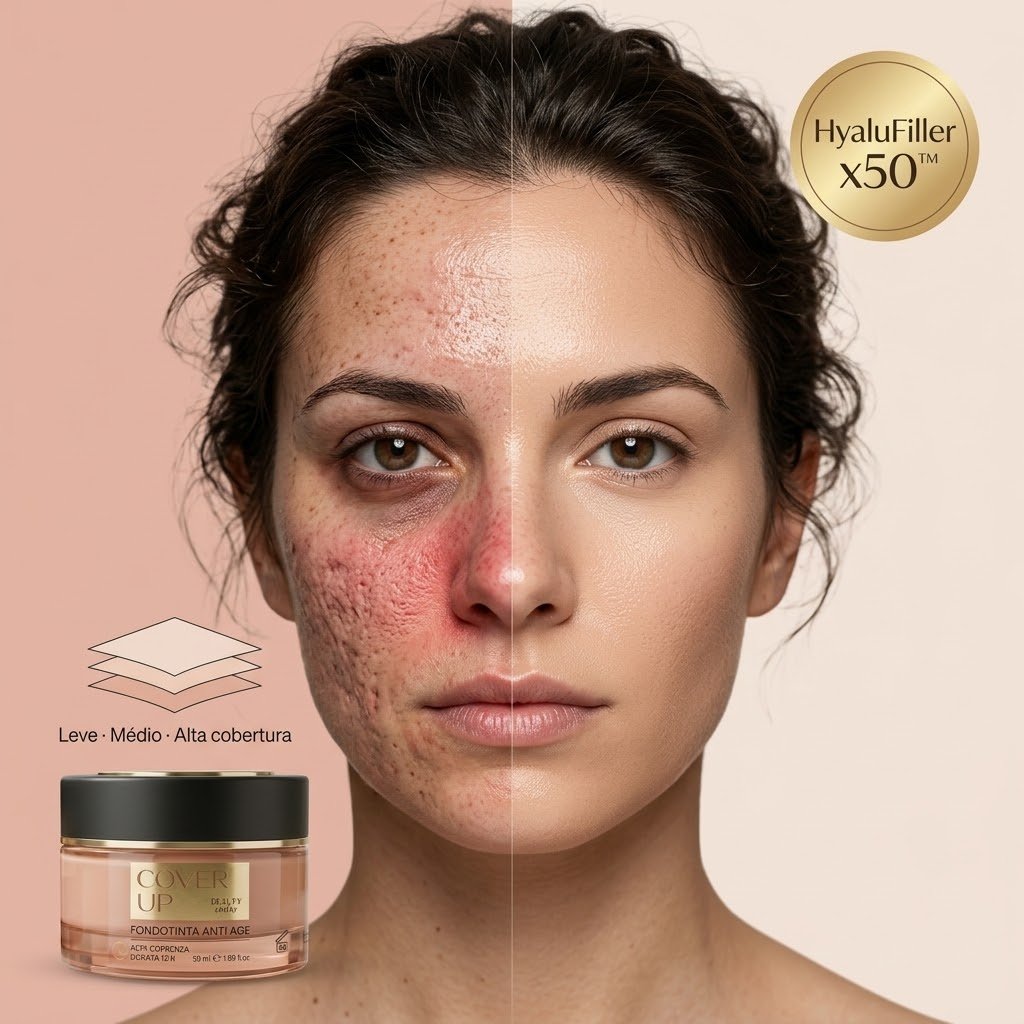Base CoverUp aplicada en la piel &mdash; cobertura modular para acn&eacute;, manchas y ojeras