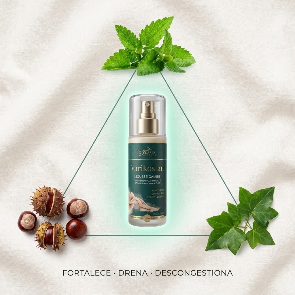 Ingredientes naturais VarikoStan - Castanha-da-India, Hera, Hortela-Pimenta