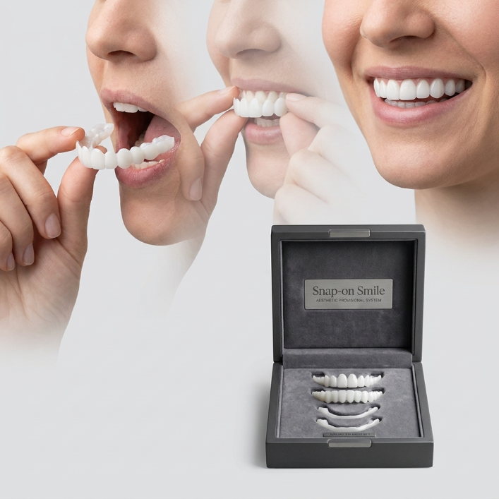 Mecanismo Snap Smile a encaixar sobre os dentes