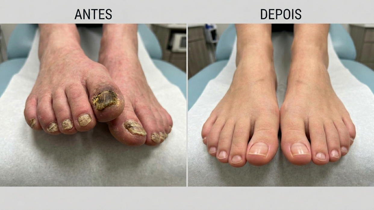 Foto de Maria Fernandes: unha antes e depois do tratamento