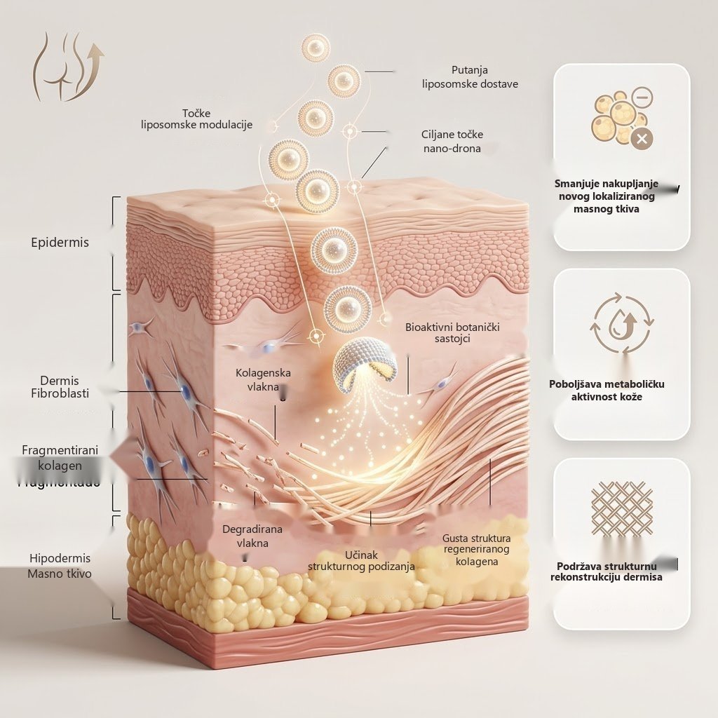 Kozmetički dron™ koji isporučuje Coccolobu u dermis — infografika