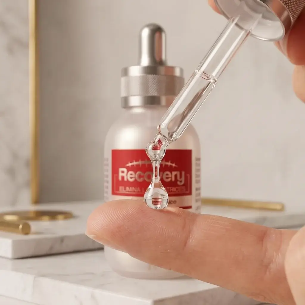 Cuentagotas soltando una gota sobre el dedo