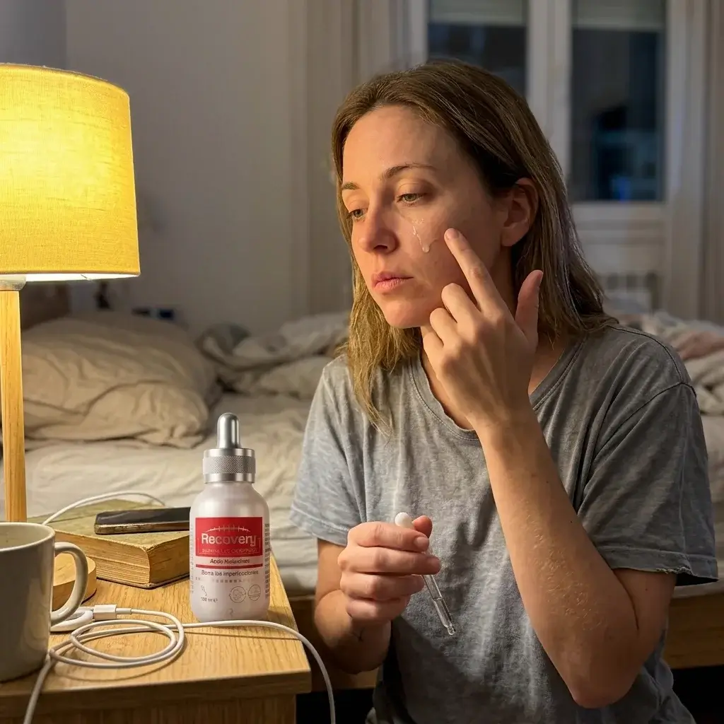 Mujer preparándose al final del día