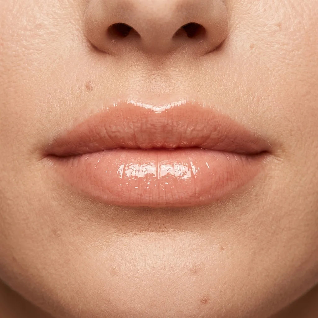 Después: labios más gruesos, definidos y con brillo espejo